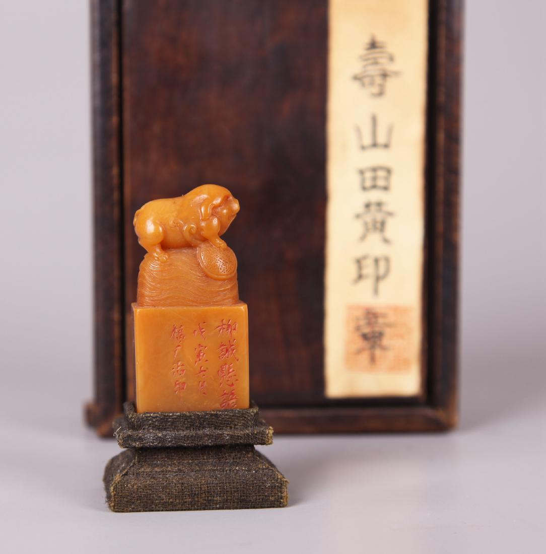 A CHINESE TIANHUANG STONE SEAL, SIGNED (1 of 10)