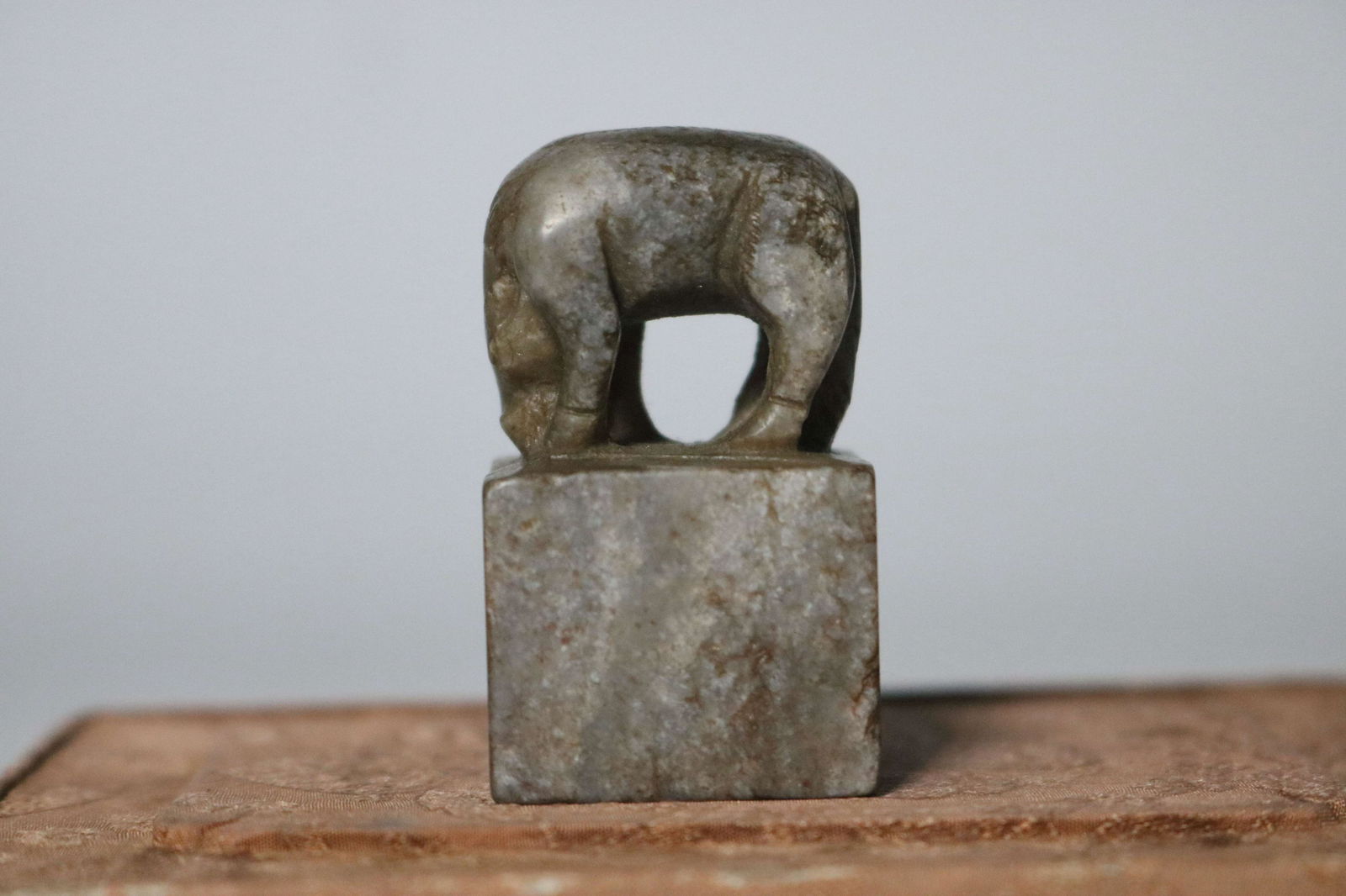 A CHINESE JADE SEAL WITH MYTHICAL BEAST FINIAL, QING (1 of 7)