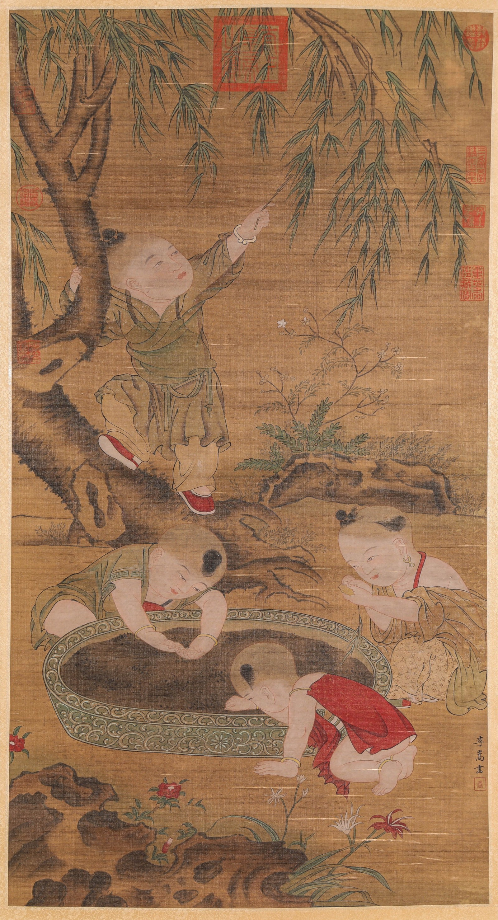 LI SONG, BOYS AT PLAY: WIDTH 50.5 CM × HEIGHT 94 CM
