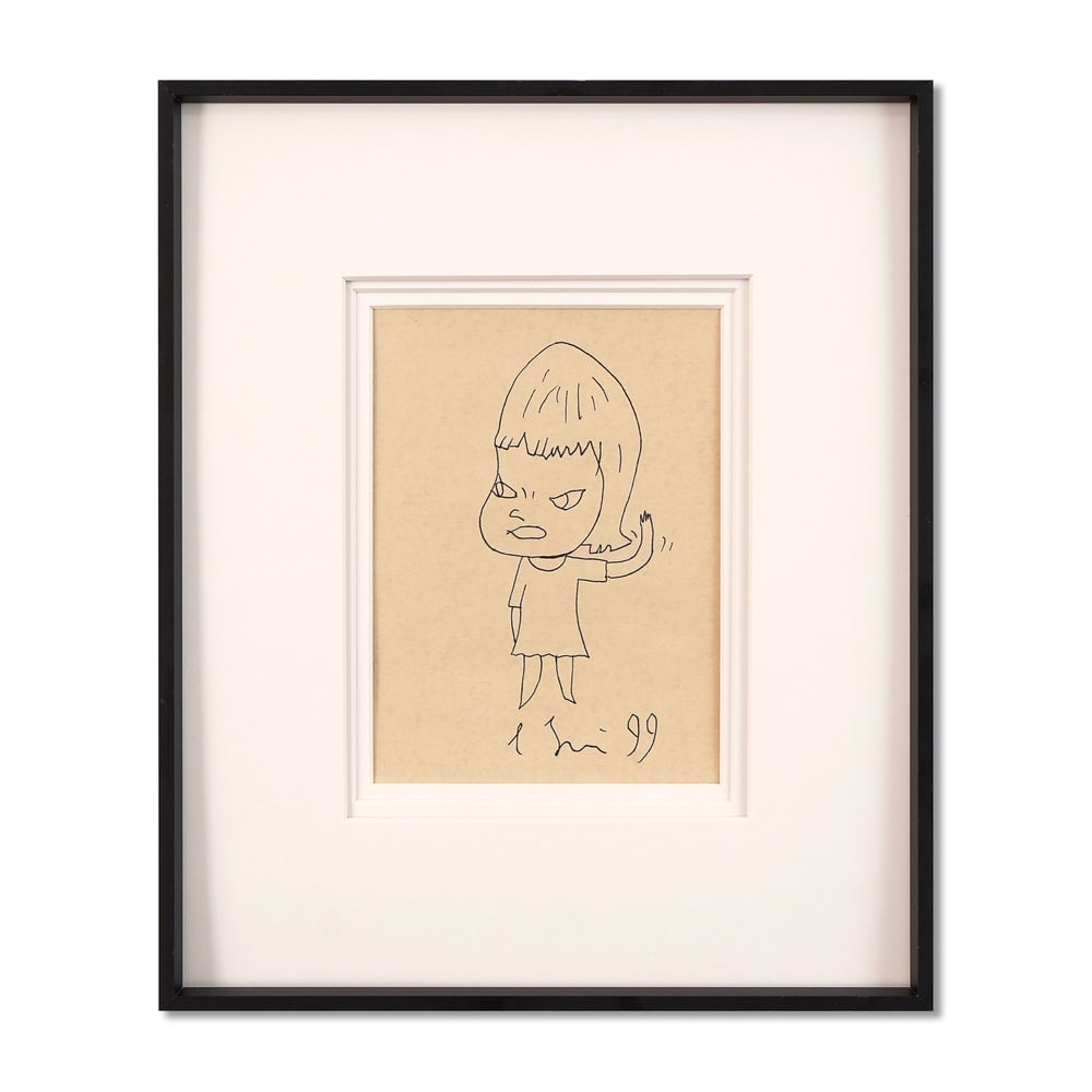 YOSHITOMO NARA (B.1959), ATTRIBUTED TO, DRAWING ON PAPER: Signed (lower center) Image Dimensions: 5 1/2 x 7 1/2 in (14 x 19 cm) Framed Dimensions: 12 1/8 x 14 5/8 in (30.8 x 37.2 cm) This painting comes with COA. Yoshitomo Nara stands among the most influent
