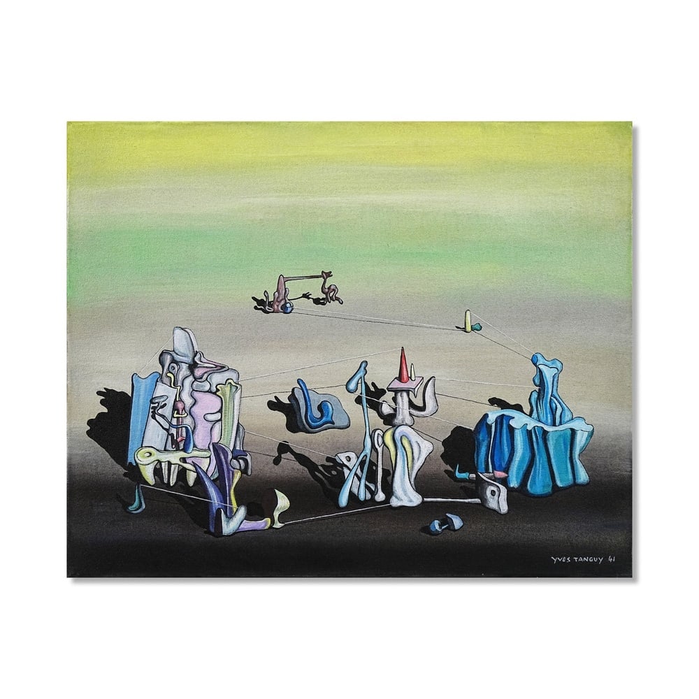 YVES TANGUY (1900-1955), ATTRIBUTED TO, OIL ON CANVAS: Signed (lower right) Image Dimensions: 23 3/4 x 29 1/2 in (60.5 x 75 cm) This painting comes with COA. Yves Tanguy stands as one of the most distinctive voices within Surrealism, developing a visual l