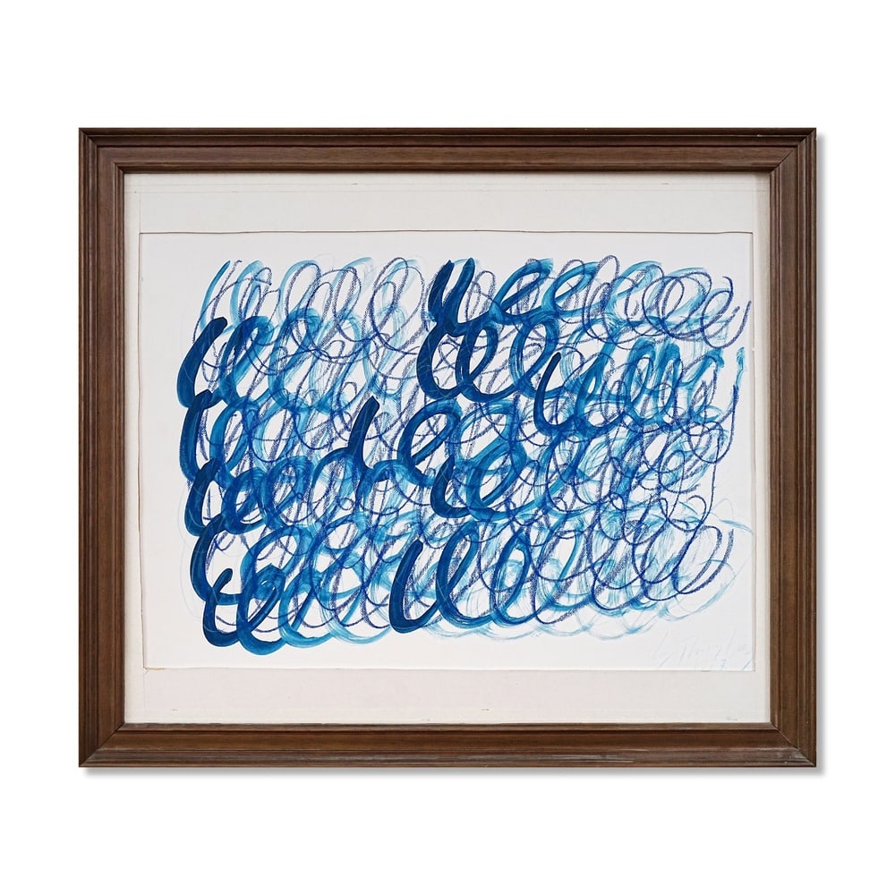 CY TWOMBLY (1928-2011), ATTRIBUTED TO, WATERCOLOR, WAX CRAYON AND PENCIL ON PAPER: Signed (lower right) Image Dimensions: 15 x 21 in (38.1 x 53.3 cm) Framed Dimensions: 21 1/2 x 24 3/4 in (54.6 x 62.9 cm) This painting comes with COA. Cy Twombly's work redefined the boundaries betwe
