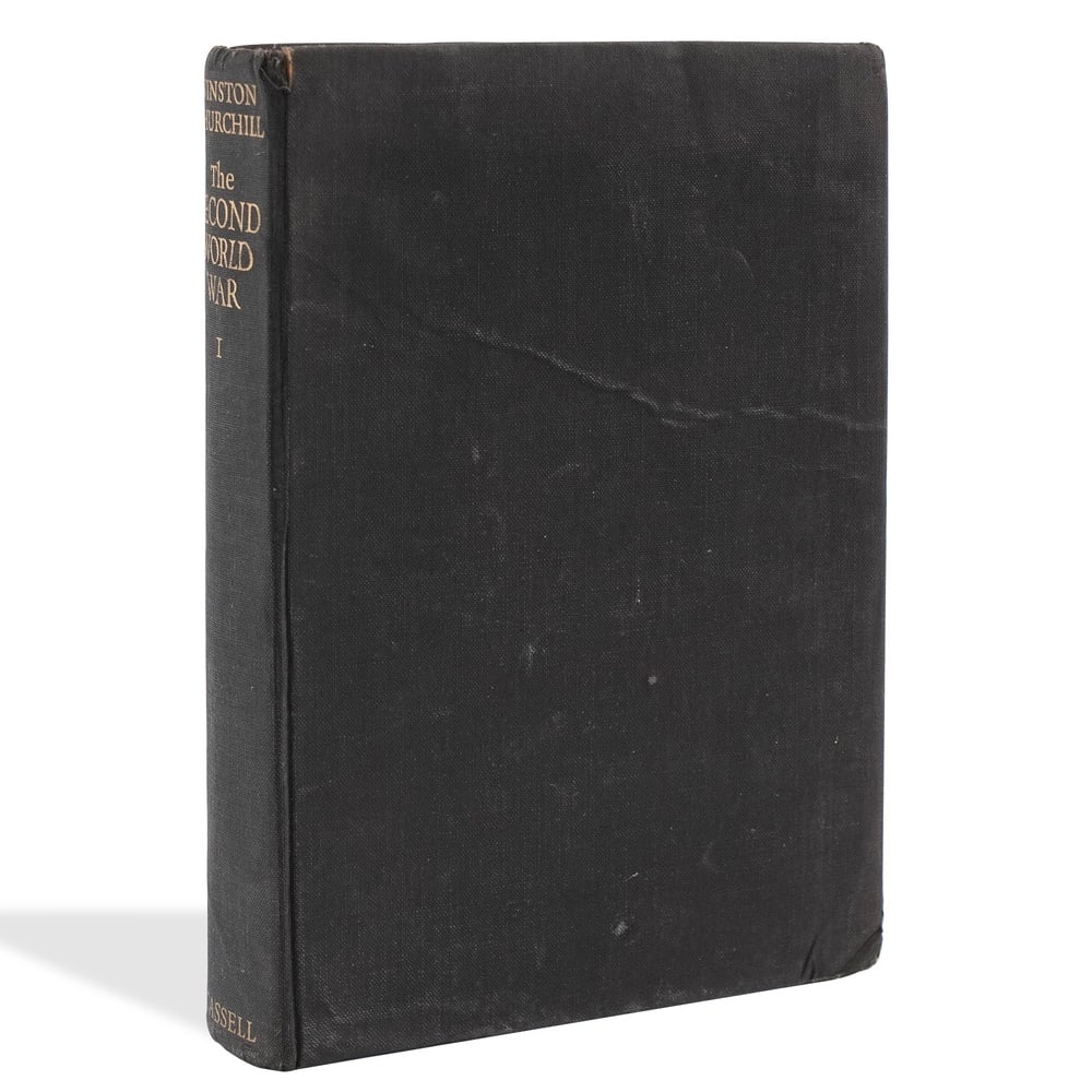 WINSTON S. CHURCHILL SIGNED "THE SECOND WORLD WAR: THE GATHERING STORM" (VOLUME I): 8 1/2 x 5 3/4 in (21.5 x 14.5 cm) Provenance and Authentication: This collectible has undergone a rigorous forensic evaluation. The signatures were carefully analyzed across multiple criteria,