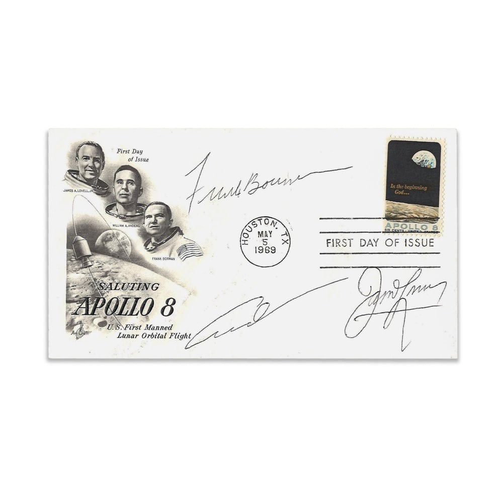 APOLLO 8 ASTRONAUTS FULLY SIGNED FIRST DAY COVER (1 of 2)
