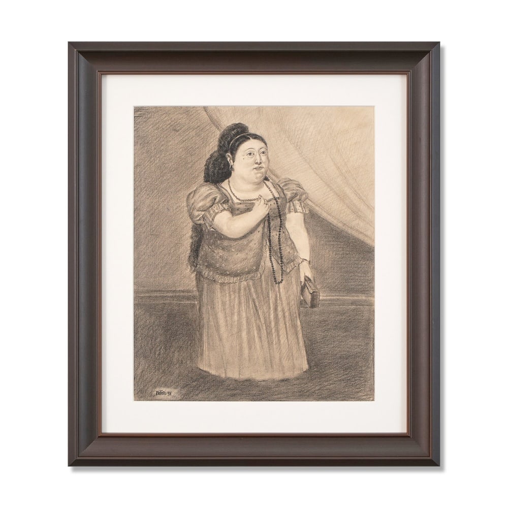 FERNANDO BOTERO (B.1932), ATTRIBUTED TO, CHARCOAL ON PAPER: Signed (lower left) Image Dimensions: 17 x 13 7/8 in (43.2 x 35.2 cm) Framed Dimensions: 24 x 20 7/8 in (61 x 53 cm) This painting comes with COA. Fernando Botero is widely recognized for his distinct
