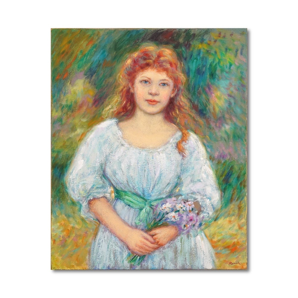PIERRE-AUGUSTE RENOIR (1841-1919), ATTRIBUTED TO, OIL ON CANVAS: Signed (lower right) Image Dimensions: 31 7/8 x 25 5/8 in (81 x 65 cm) This painting comes with COA. This luminous portrait of a young girl Pierre-Auguste Renoir around 1890, belongs to the mature