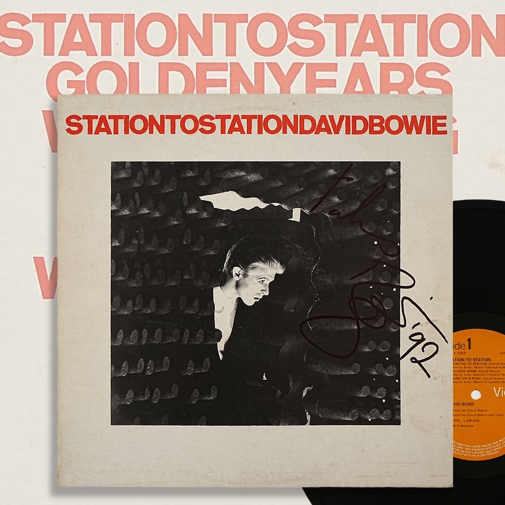 DAVID BOWIE SIGNED "STATION TO STATION" LP: 12 1/4 x 12 1/4 in Provenance and Authentication: This collectible has undergone a rigorous forensic evaluation. The signatures were carefully analyzed across multiple criteria, including ink