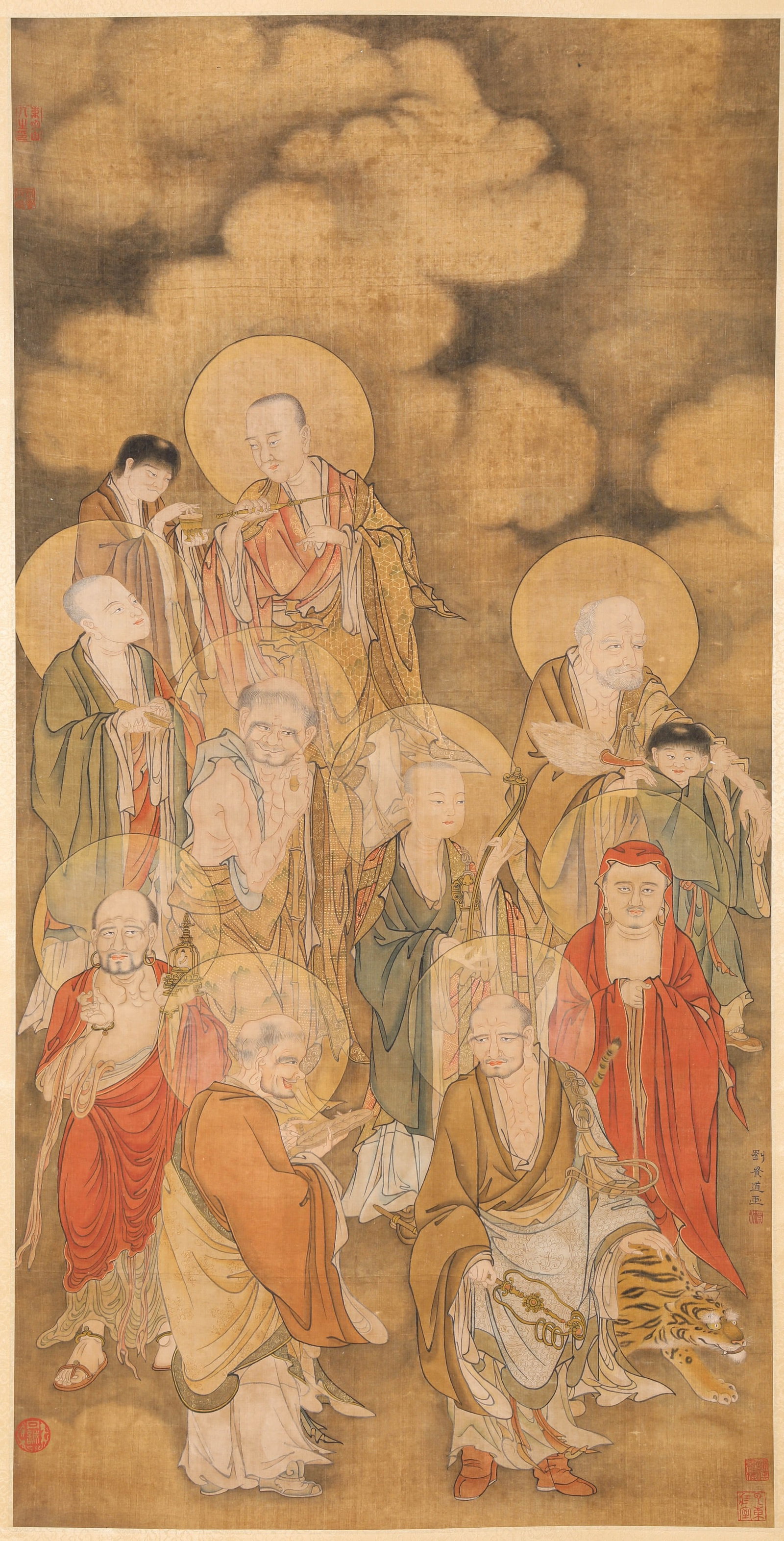 Liu Guandao, Arhat: Liu Guandao, Arhat; Material: Painting and calligraphy; Category/Finish: Hanging scroll, ink and color on silk; Dimensions/Weight: Width 67 cm, height 132 cm