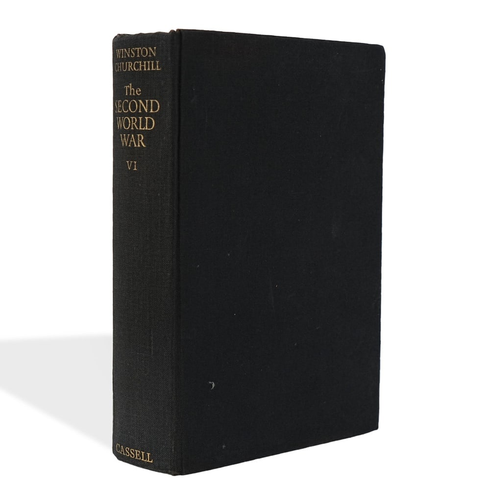 WINSTON S. CHURCHILL SIGNED "THE SECOND WORLD WAR: VOLUME VI - TRIUMPH AND TRAGEDY" FIRST EDITION: 8 3/8 x 5 5/8 in (21.2 x 14.3 cm) The Second World War is widely regarded as Sir Winston Churchill's greatest historical achievement, documenting the events of the global conflict from the unique pers