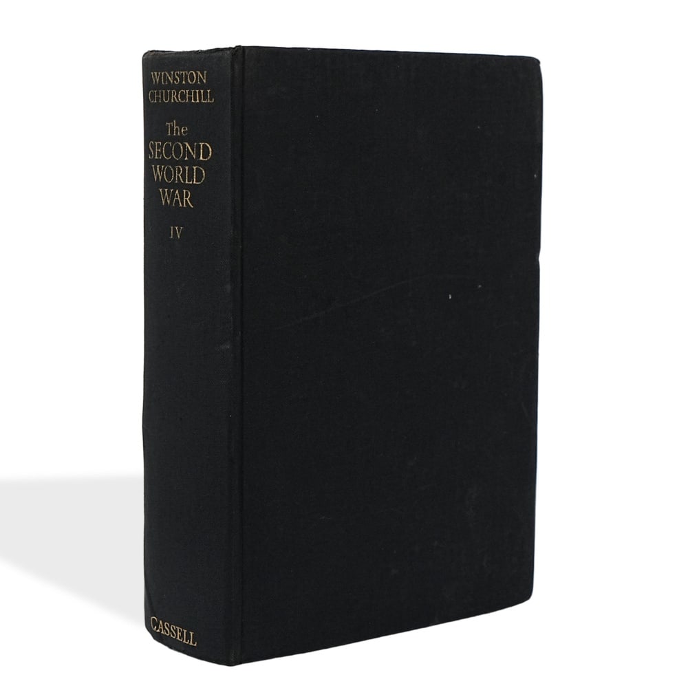 WINSTON S. CHURCHILL SIGNED "THE SECOND WORLD WAR: VOLUME IV - THE HINGE OF FATE" FIRST EDITION: 8 3/8 x 5 5/8 in (21.2 x 14.3 cm) The Second World War remains Sir Winston Churchill's most celebrated historical work and one of the defining literary accounts of the twentieth century. Volume IV,