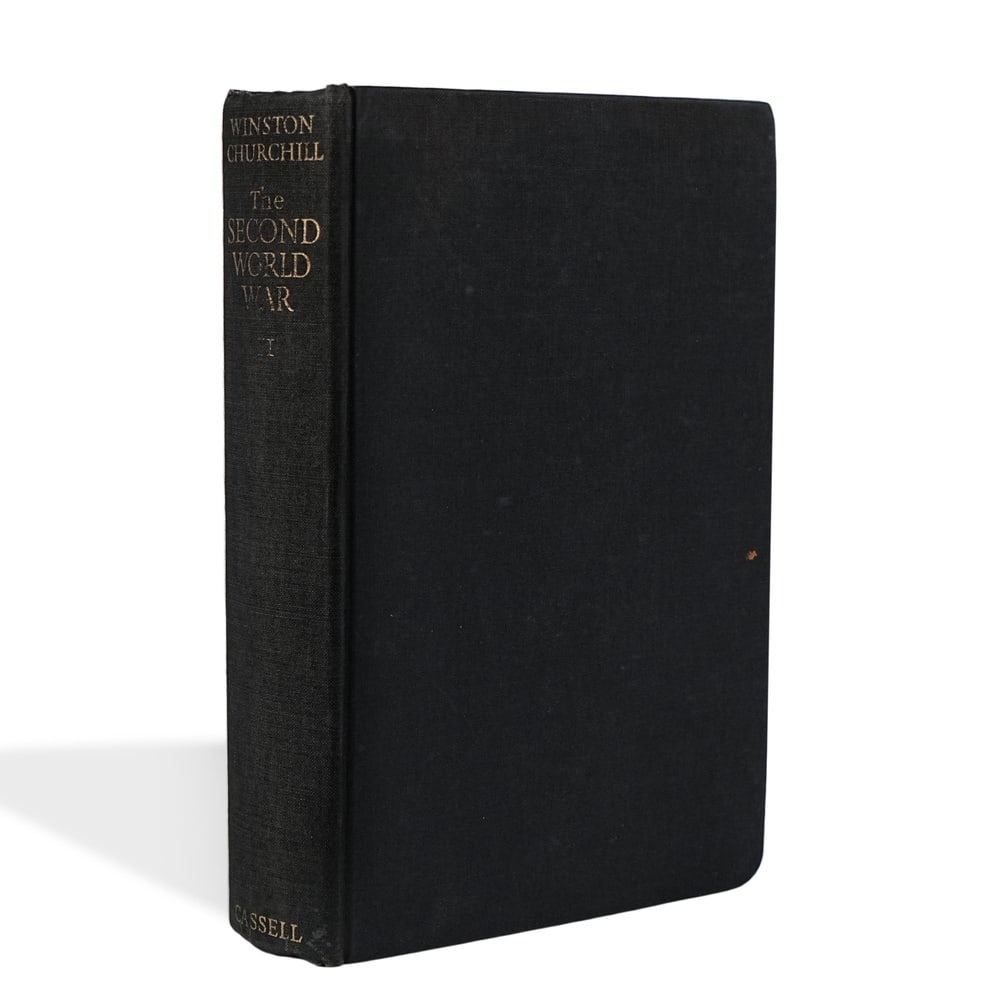 WINSTON S. CHURCHILL SIGNED "THE SECOND WORLD WAR: VOLUME II - THEIR FINEST HOUR" FIRST EDITION: 8 3/8 x 5 5/8 in (21.2 x 14.3 cm) The Second World War remains Winston Churchill's monumental account of the conflict that defined the twentieth century. Volume II, Their Finest Hour was published in 
