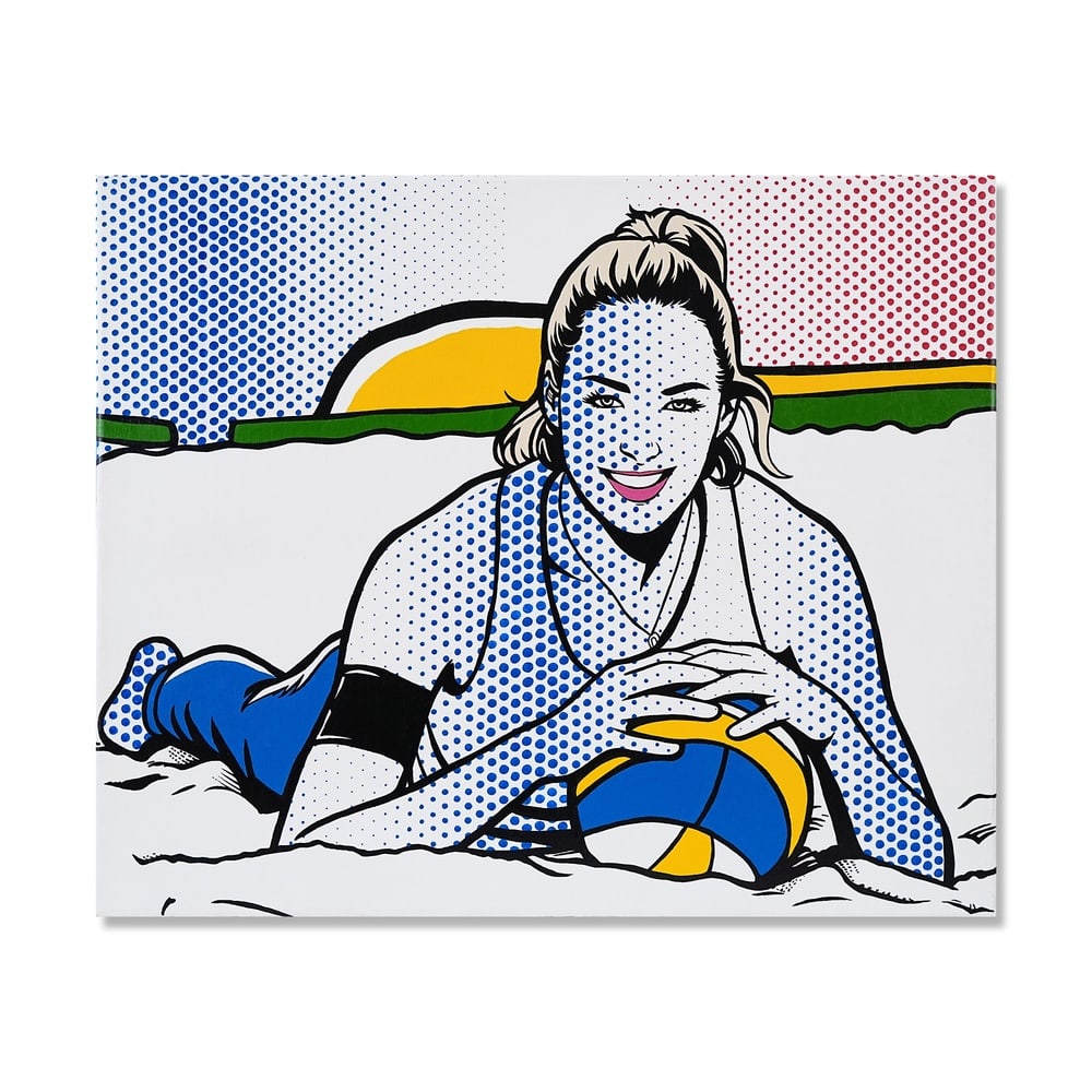 ROY LICHTENSTEIN (1923-1997), ATTRIBUTED TO, OIL AND MAGNA ON CANVAS: Signed (verso) Image Dimensions: 23 3/4 x 29 in (60.5 x 73.5 cm) This painting comes with COA. Few artists have done more to redefine the visual language of modern art than Roy Lichtenstein. As one of