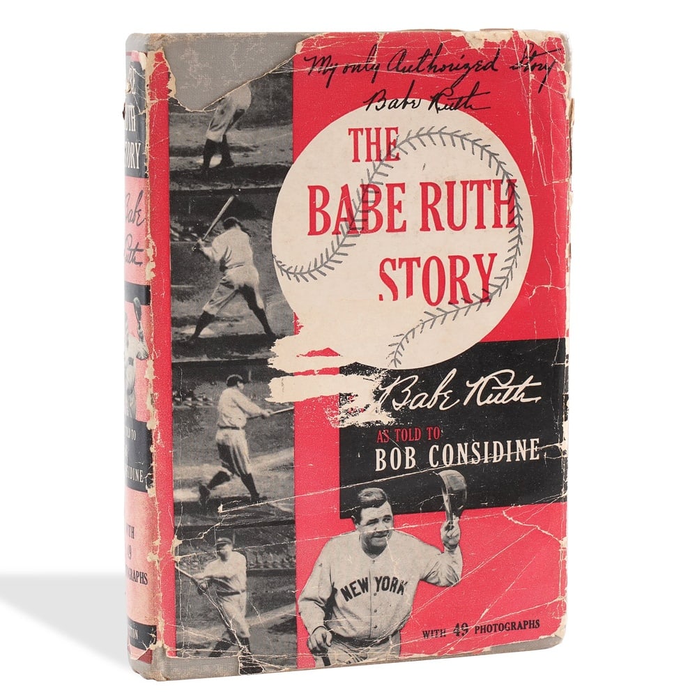 BABE RUTH SIGNED "THE BABE RUTH STORY" FIRST EDITION: 8 1/4 x 5 3/4 in (21 x 14.7 cm) Provenance and Authentication: This collectible has undergone a rigorous forensic evaluation. The signatures were carefully analyzed across multiple criteria, including