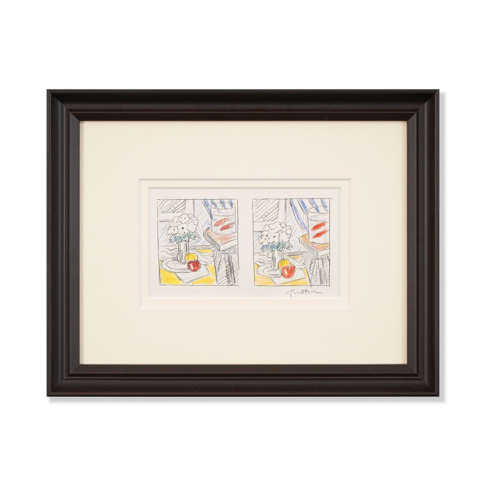 ROY LICHTENSTEIN (1923-1997), ATTRIBUTED TO, COLORED PENCIL AND GRAPHITE ON PAPER: Signed (lower right) Image Dimensions: 5 x 8 3/4 in (12.7 x 22.2 cm) Framed Dimensions: 13 3/8 x 17 1/8 in (34 x 43.5 cm) This painting comes with COA. Roy Lichtenstein stands among the defining figur