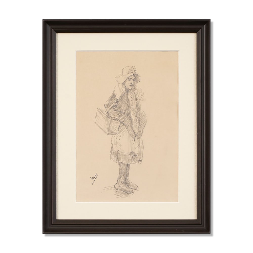 VINCENT VAN GOGH (1853-1890), ATTRIBUTED TO, PENCIL ON PAPER: Signed (lower left) Image Dimensions: 15 3/8 x 10 1/2 in (39 x 26.8 cm) Framed Dimensions: 21 1/4 x 16 1/2 in (54 x 42 cm) This painting comes with COA. Vincent van Gogh (1853-1890) is recognized as o