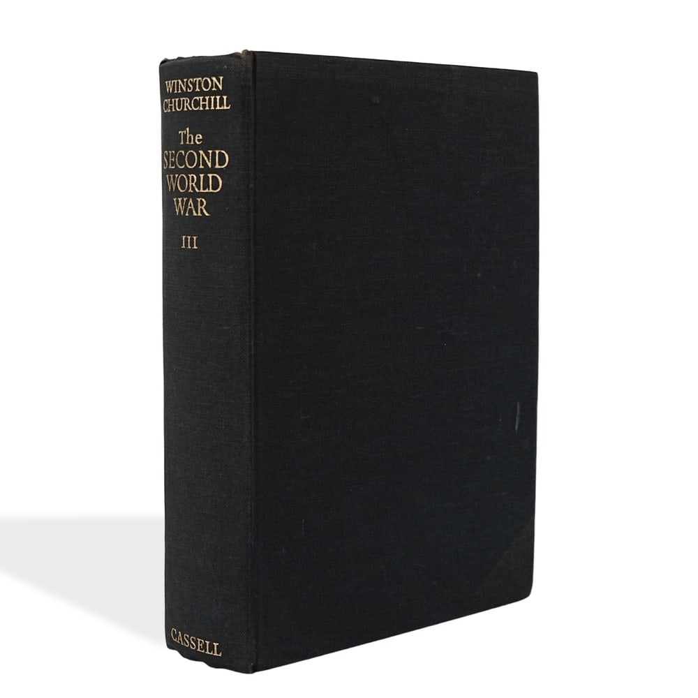 WINSTON S. CHURCHILL SIGNED "THE SECOND WORLD WAR: VOLUME III - THE GRAND ALLIANCE" FIRST EDITION: 8 3/8 x 5 5/8 in (21.2 x 14.3 cm) The Second World War stands among the most influential historical works of the twentieth century. Volume III, The Grand Alliance, published in 1950 as a First