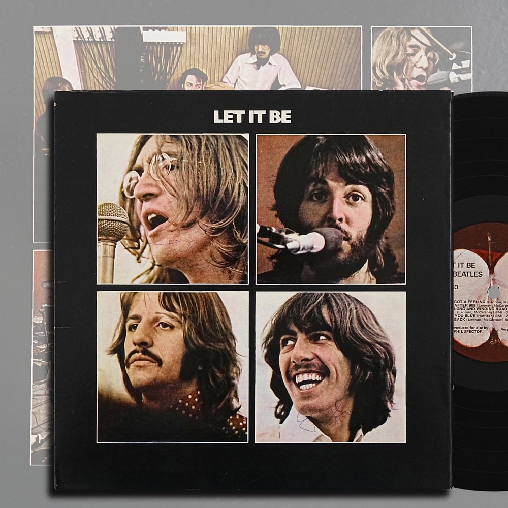 THE BEATLES FULLY SIGNED "LET IT BE" LP: 12 1/4 x 12 1/4 in Provenance and Authentication: This collectible has undergone a rigorous forensic evaluation. The signatures were carefully analyzed across multiple criteria, including ink depositi