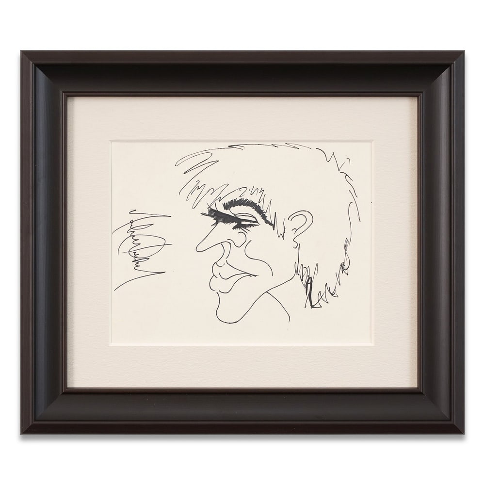 MICHAEL JACKSON SIGNED HAND-DRAWN CARICATURE PORTRAIT: Image Dimensions: 8 x 10 1/2 in (20.3 x 26.6 cm) Framed Dimensions: 15 1/2 x 17 7/8 in (39.5 x 45.5 cm) Provenance and Authentication: This collectible has undergone a rigorous forensic evaluation.