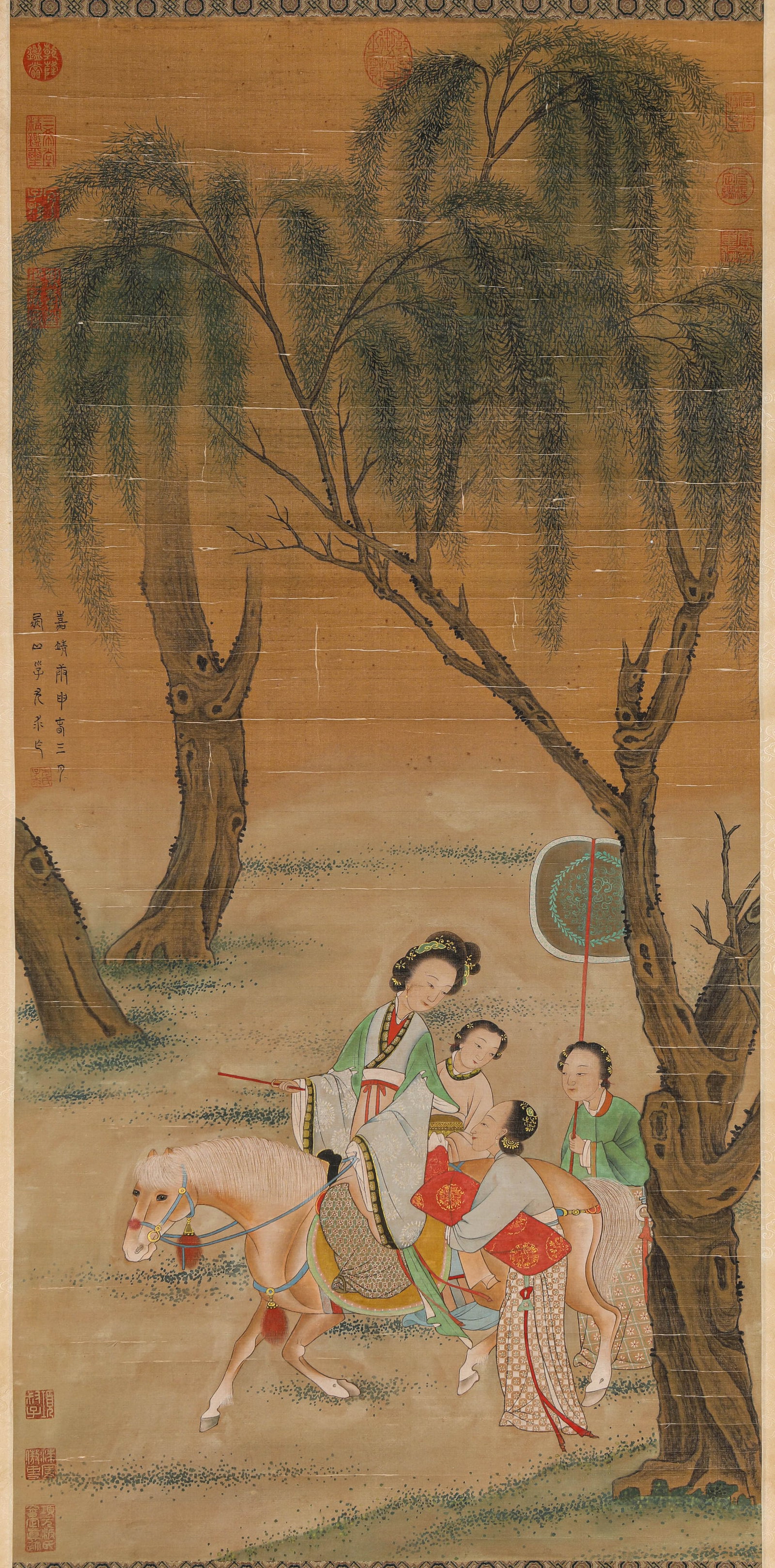 You Qiu (active 16th c.), attributed to, Figure: Dimensions: Width: 54.5 cm (21.5 in.), Height: 112 cm (44.1 in.). All measurements are approximate.