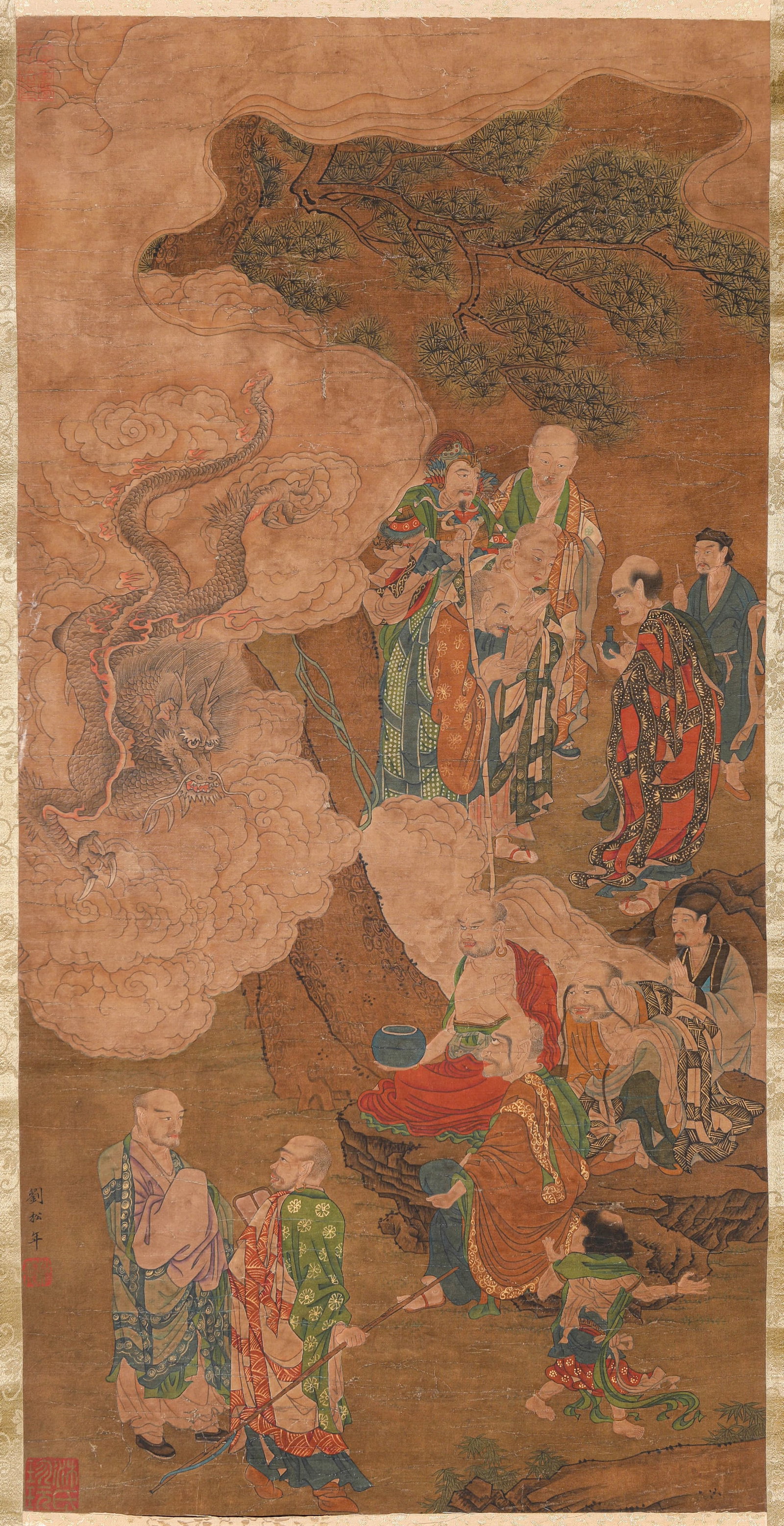 Liu Songnian (c.1155-1218), attributed to, Arhat: Dimensions: Width: 41.5 cm (16.3 in.), Height: 83 cm (32.7 in.). All measurements are approximate.