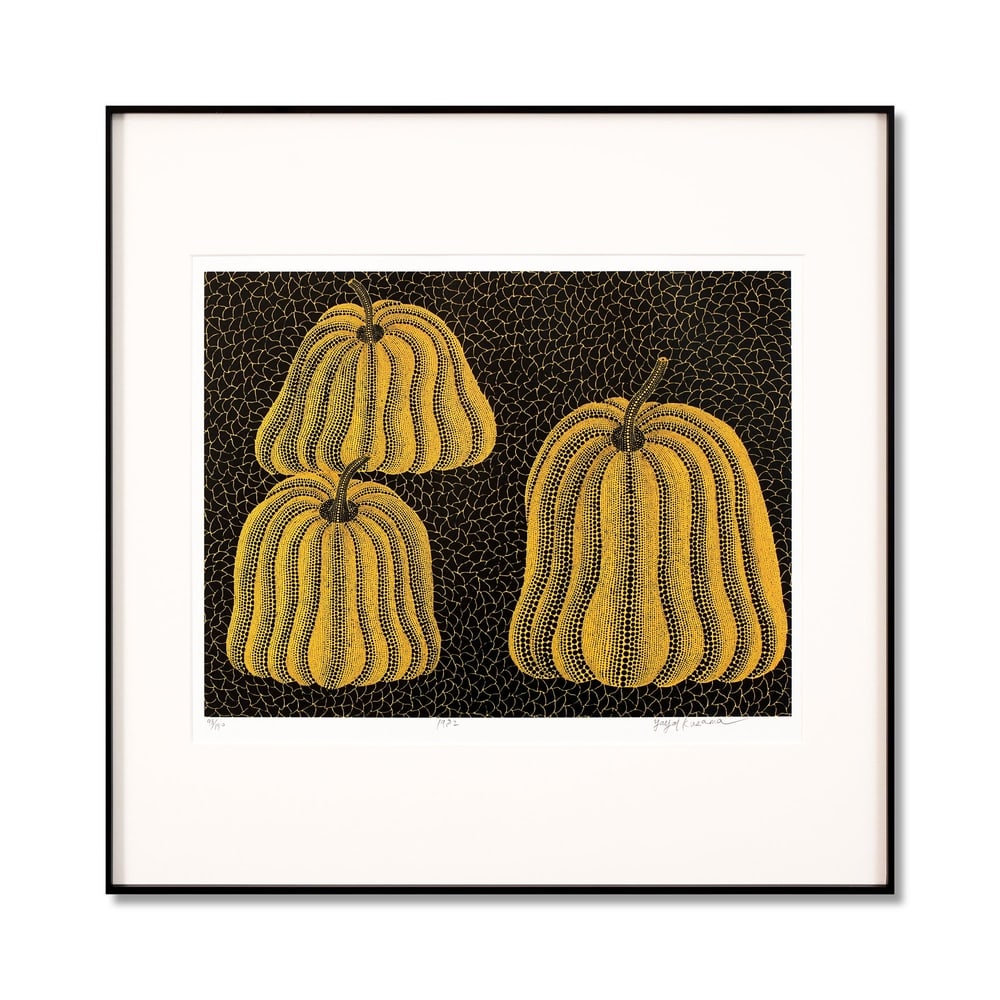 YAYOI KUSAMA (1929-2026), SILKSCREEN PRINT: Signed (lower right) Image Dimensions: 18 1/4 x 14 3/4 in (46.5 x 37.5 cm) Framed Dimensions: 23 7/8 x 23 7/8 in (60.5 x 60.5 cm) Yayoi Kusama (b. 1929) stands as one of the most iconic and
