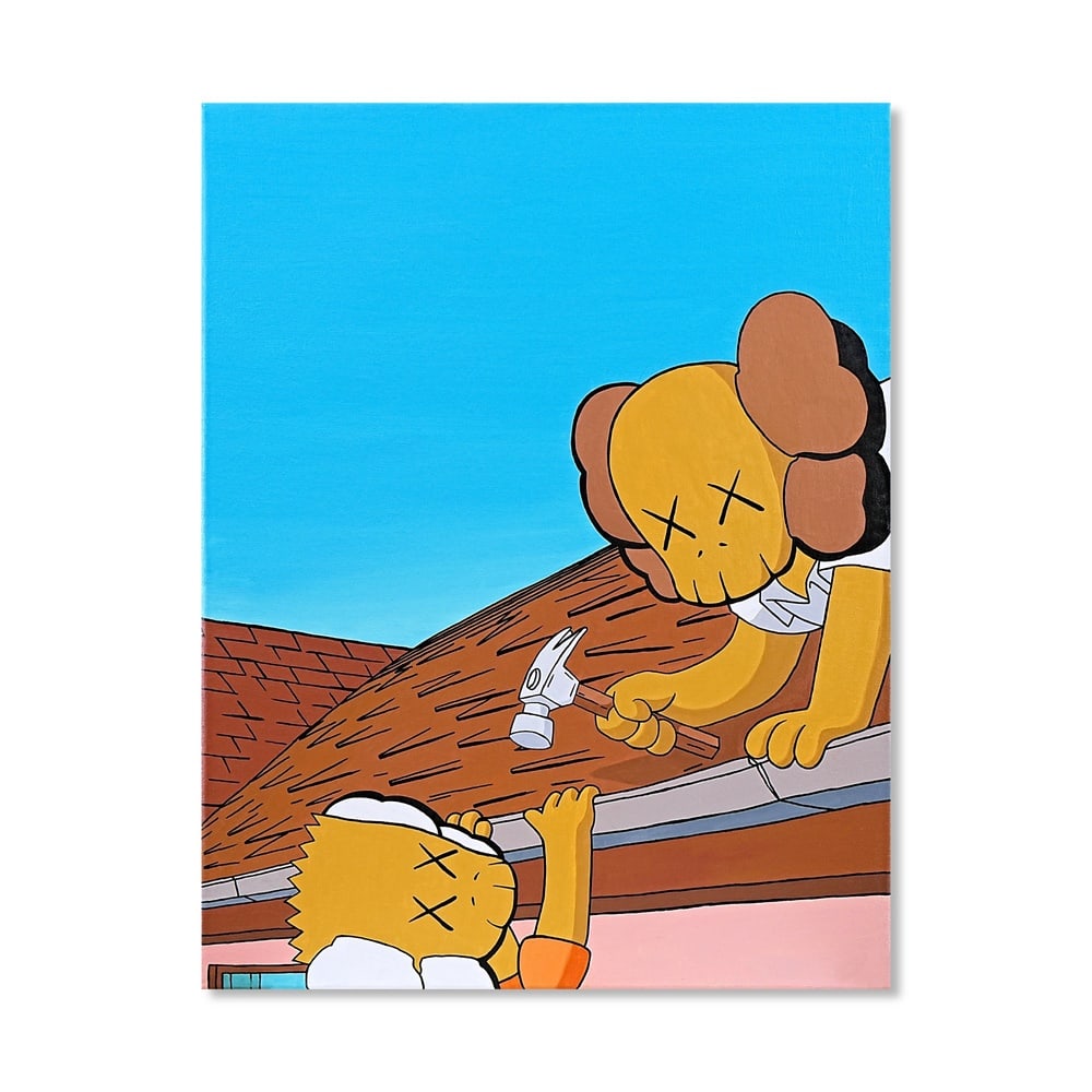 KAWS (B.1974), ATTRIBUTED TO, ACRYLIC ON CANVAS: Signed (verso) Image Dimensions: 33 x 25 1/2 in (83.7 x 64.7 cm) This painting comes with COA. KAWS is widely recognized as one of the most influential artists of the twenty-first century, celebrated