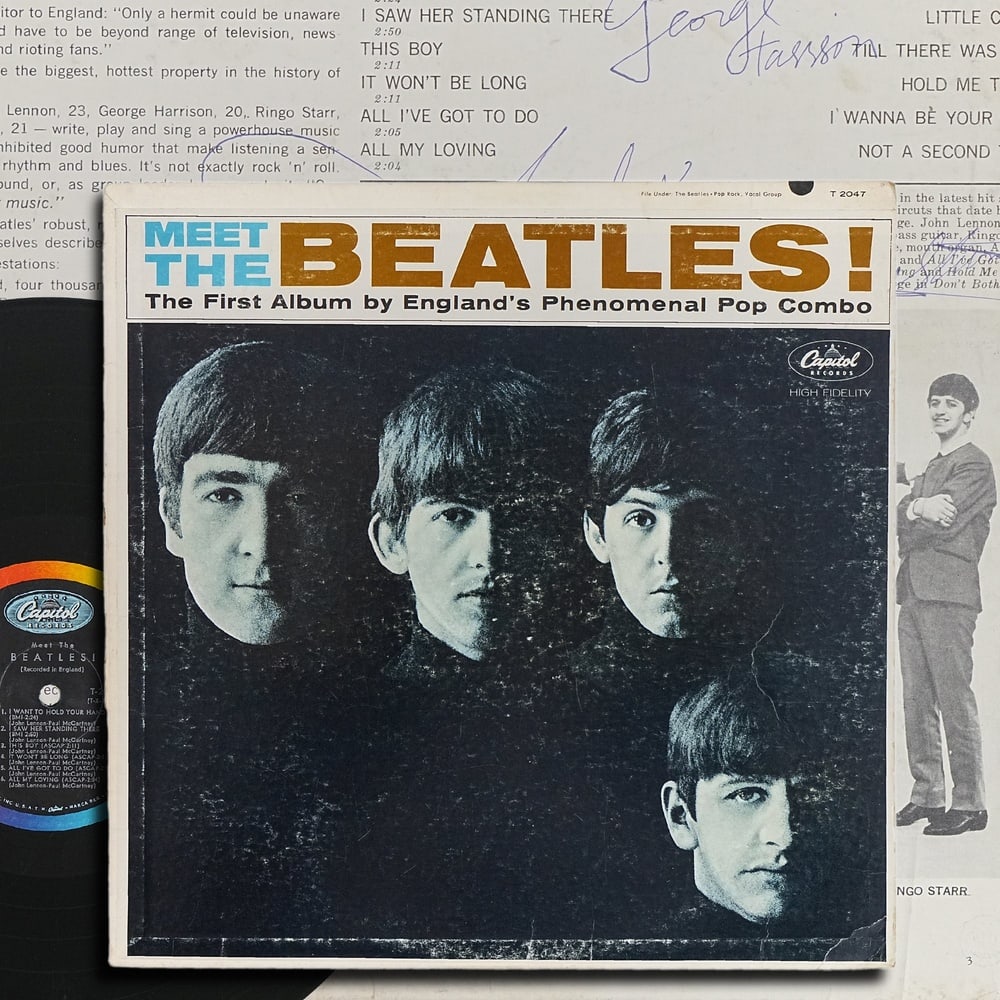 THE BEATLES FULLY SIGNED "MEET THE BEATLES!" U.S. FIRST PRESSING LP: 12 1/4 x 12 1/4 in Provenance and Authentication: According to the Letter of Authenticity (LOA) and Certificate of Authenticity (COA) provided by the consignor, this collectible was subjected to a