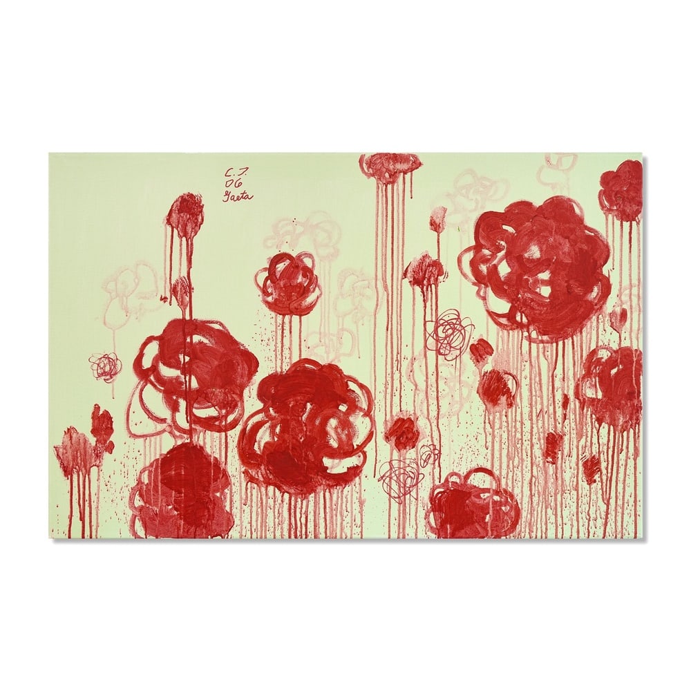 CY TWOMBLY (1928-2011), ATTRIBUTED TO, ACRYLIC AND CRAYON ON CANVAS: Signed (upper left) Image Dimensions: 25 5/8 x 39 3/8 in (65 x 100 cm) This painting comes with COA. Cy Twombly remains one of the most influential and poetic figures of postwar abstraction,