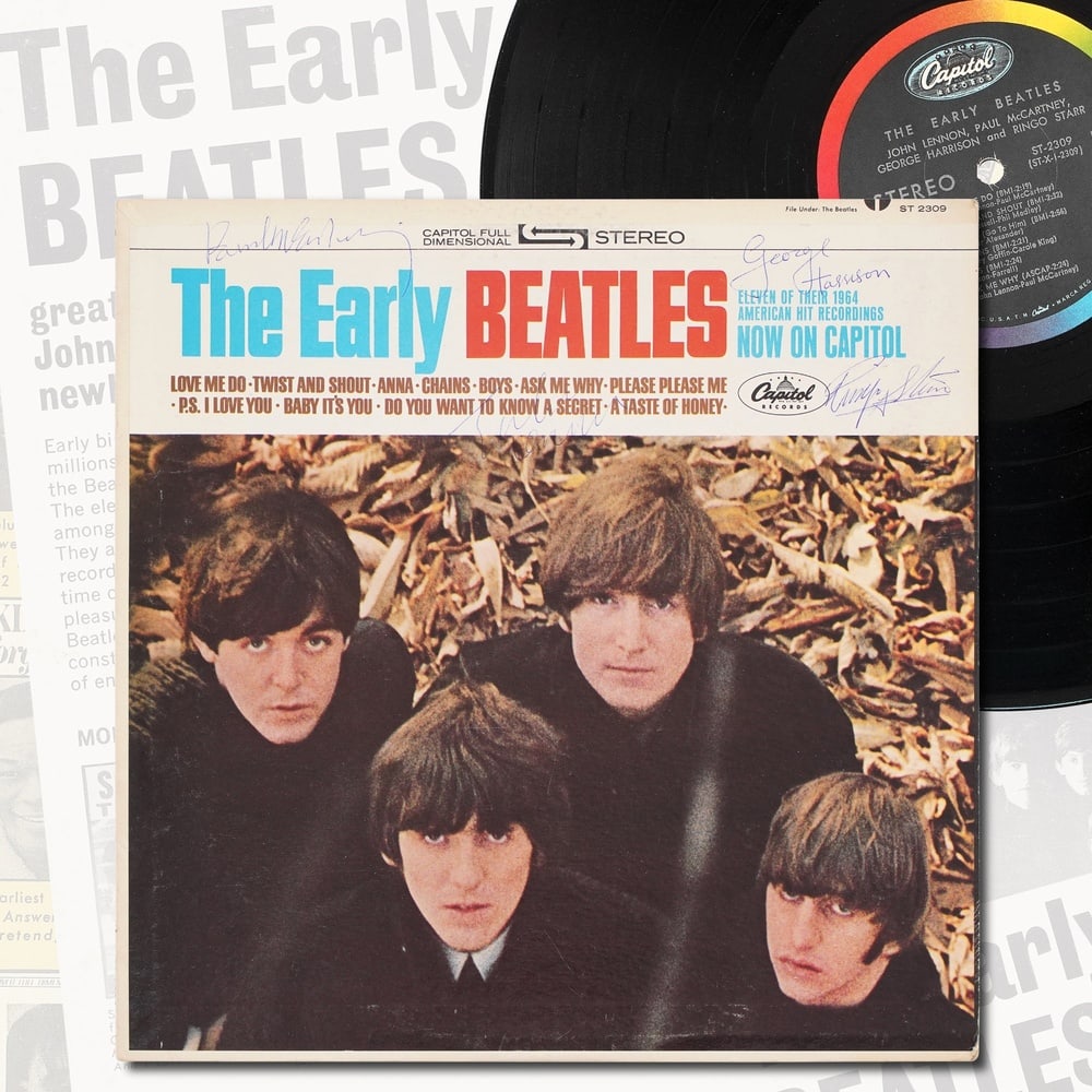 THE BEATLES FULLY SIGNED "THE EARLY BEATLES" LP: 12 1/4 x 12 1/4 in Provenance and Authentication: According to the Letter of Authenticity (LOA) and Certificate of Authenticity (COA) provided by the consignor, this collectible was subjected to a for