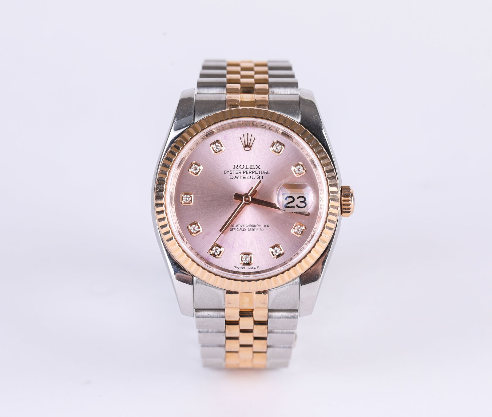Rolex Two-Tone Wristwatch: Rolex Two-Tone Wristwatch. Material / medium: Gold (fineness unspecified). Weight: 126 g. Width: 39 mm. Height: 35 mm.