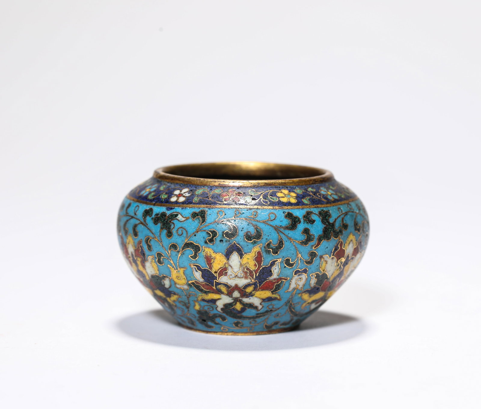 Cloisonne Enamel on Copper Water Pot with Lotus Scrolls (1 of 5)