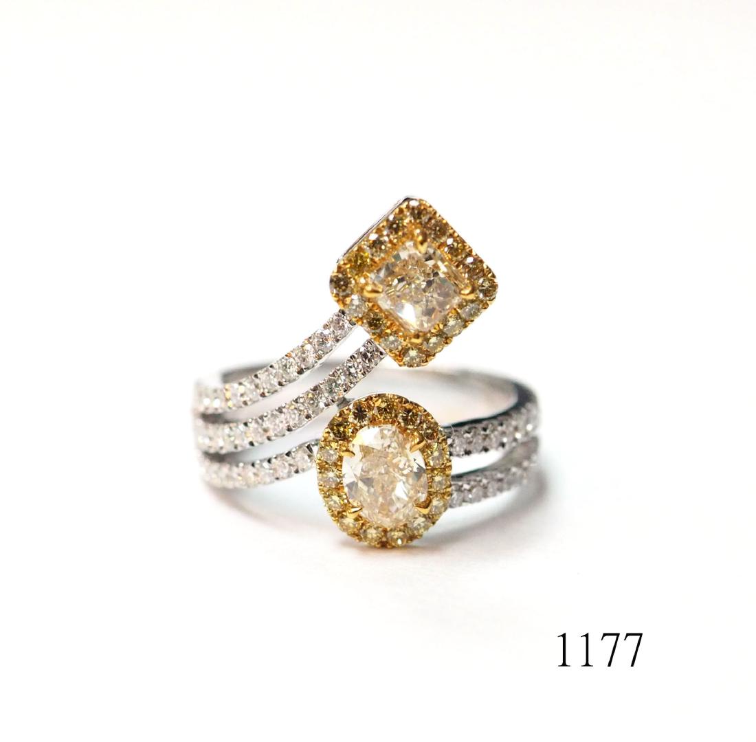 Diamond ring with Center 2 stones MIX shape 1.18t light (1 of 3)