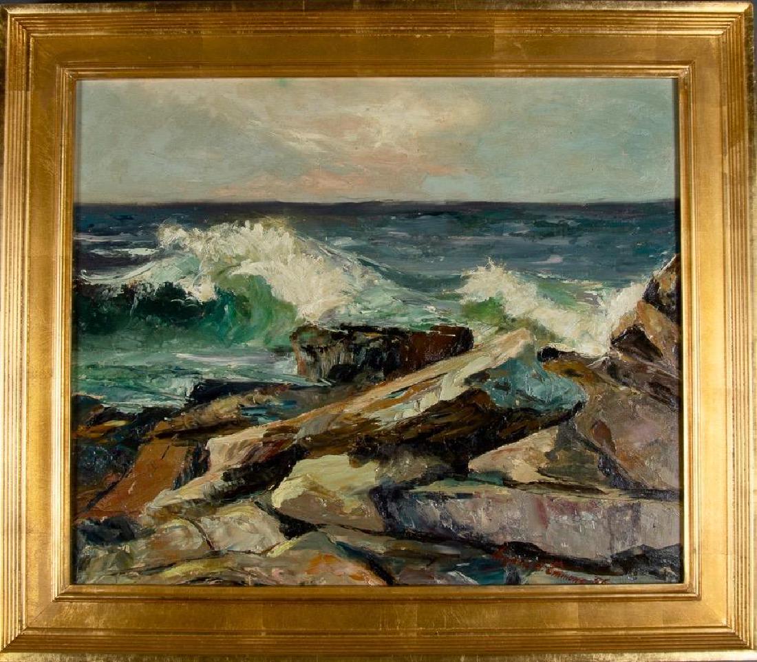 Virginia W.Emmons Oil, Waves Smashing on Coast (1 of 8)