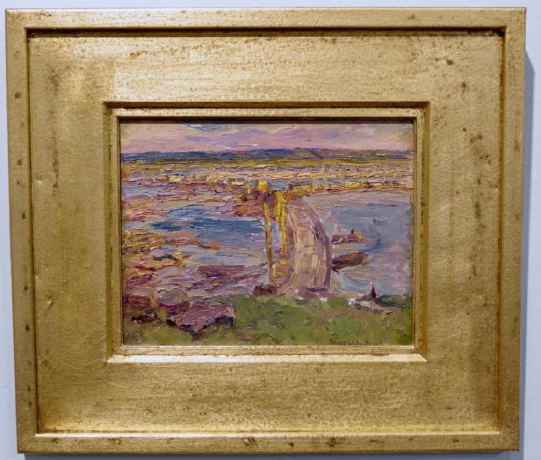 Felicie Waldo Howell Oil, Mass, 1969: Felicie Waldo Howell (American 1897-1968) A.N.A."Mass 1969", oil on artist board, signed lower right and on verso, titled on verso, sight size 8 x 10.5 in. Framed in custom made gilt wood fr