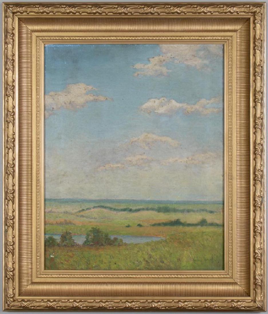 Helen Isabel Howell Oil, Summer Landscape: Helen Isabel Howell(American, Cleveland School, 1882-1972) oil on canvas, signed lower right, framed. 20 x 15.5 in. 27 x 22 in, framed. Condition: Surface grime and in need of cleaning
