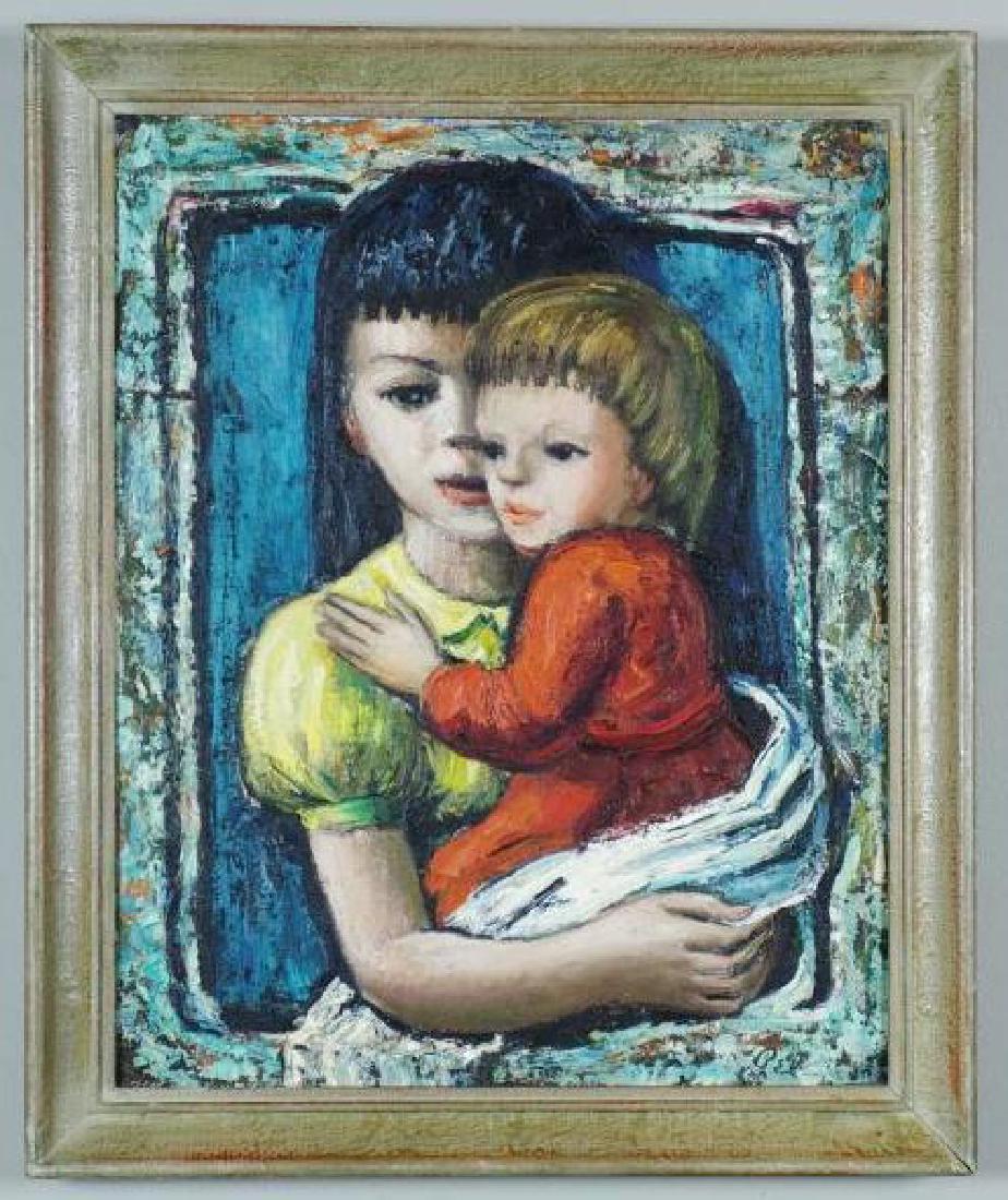 Albert Pels oil, The Children: Albert Pels(American, Cleveland School, 1910-1998) oil on canvas, signed lower right, 20 x 16 in. 23 x 19 in. framed 