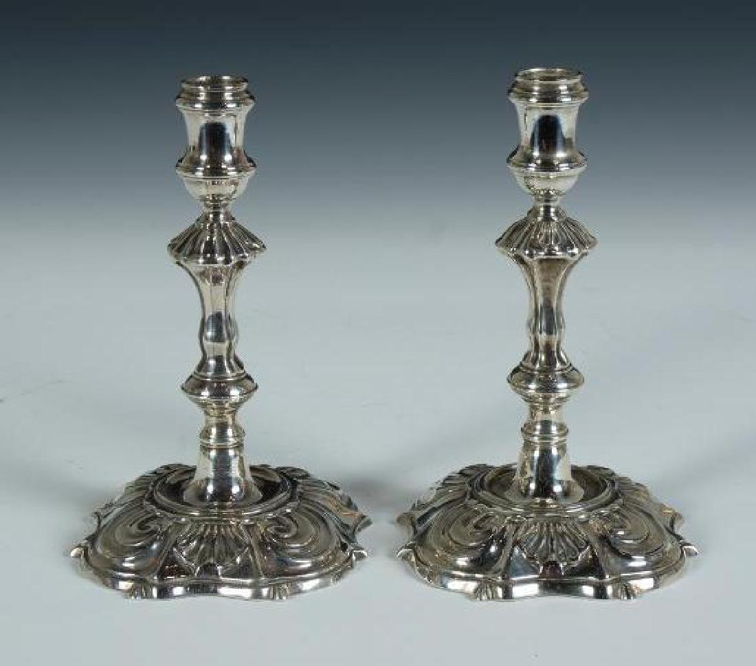 A Pair of George II Silver Tapersticks, William Gould (1 of 6)