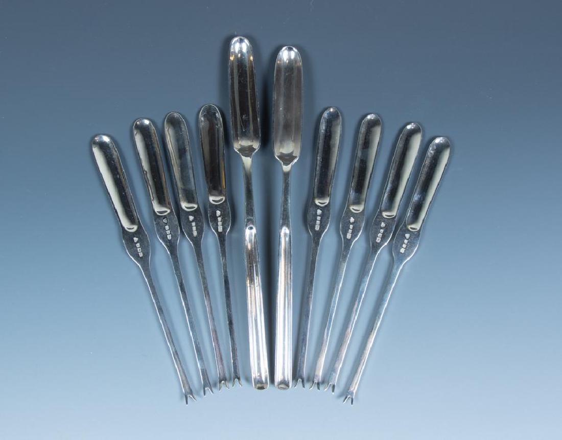 10 English Silver Marrow Scoops,Two by Bateman Family (1 of 6)