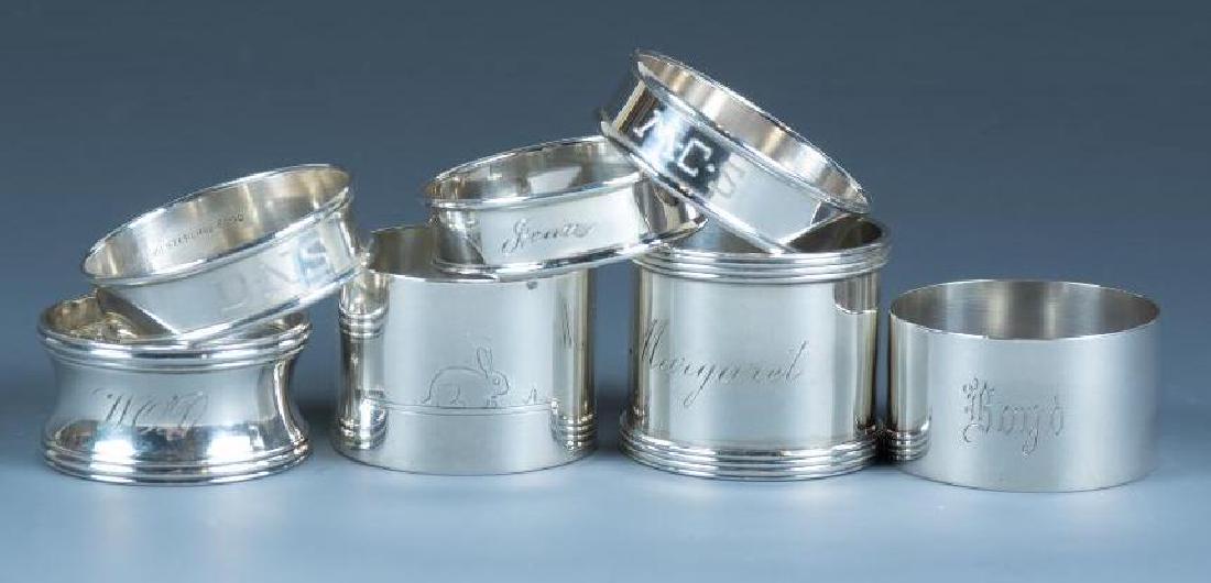 Lot of American Sterling Silver Napkin Rings: Assorted sizes and styles. 4.898 oz. troy 