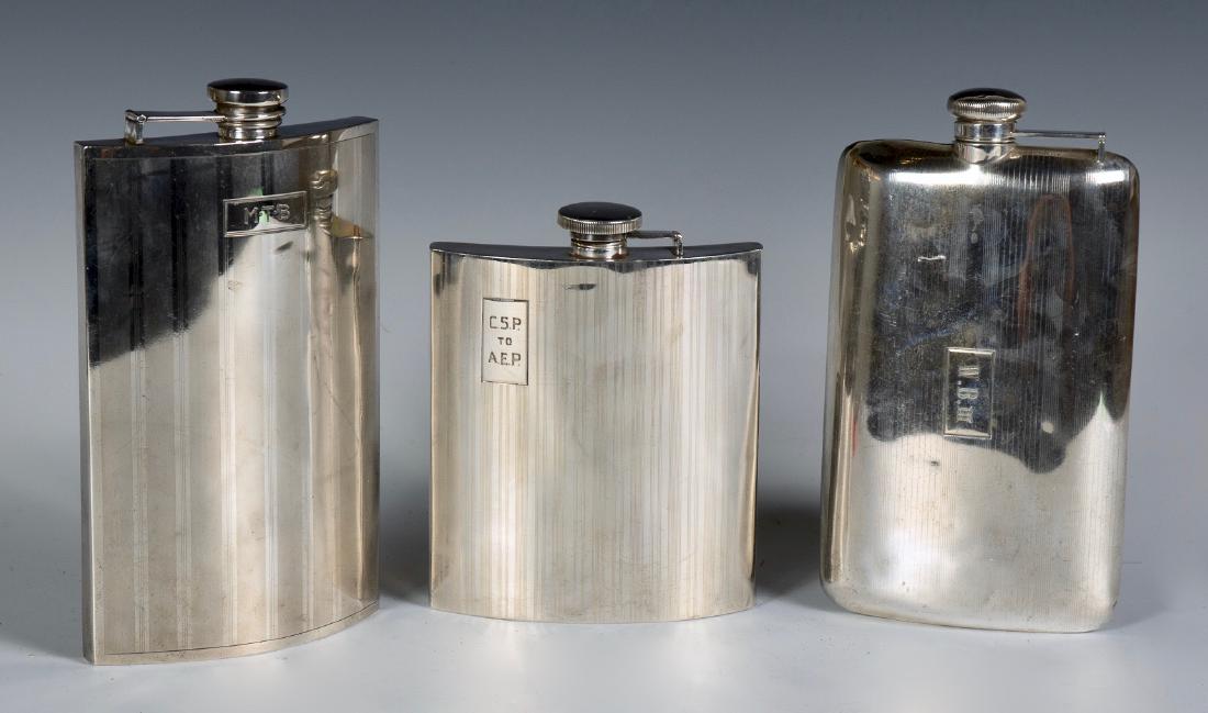 Three American Sterling Silver Flasks (1 of 6)