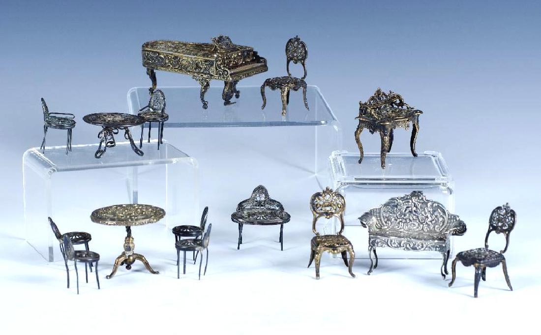 Group of Miniature Silver Furniture (1 of 18)