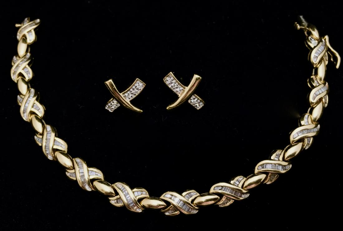 Diamond & Gold Criss-Cross Bracelet & Earring Set (1 of 7)