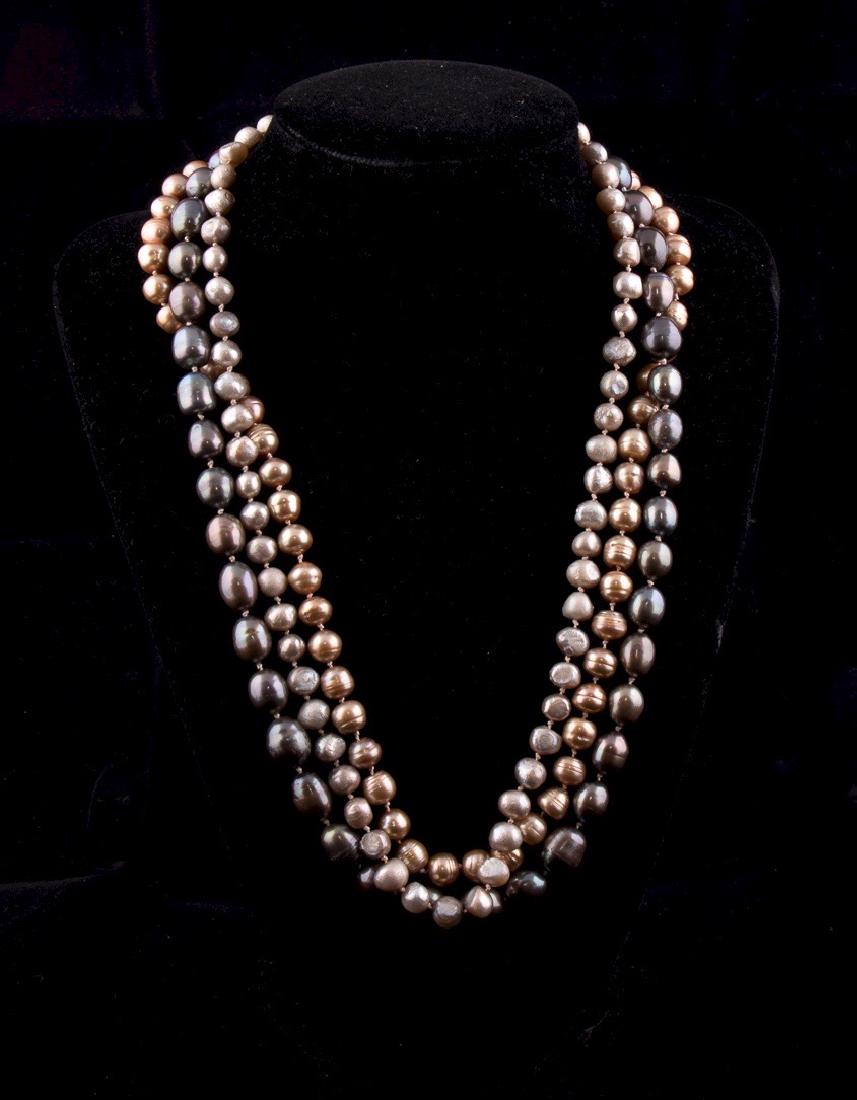Triple Stand Pearl Necklace (1 of 5)