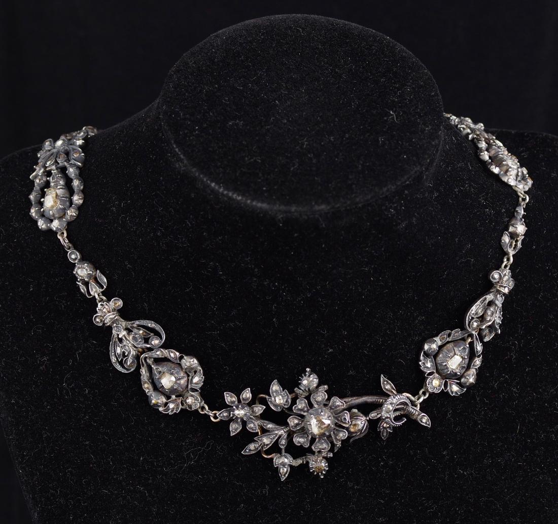 Antique Necklace with Mine Cut Diamonds (1 of 10)