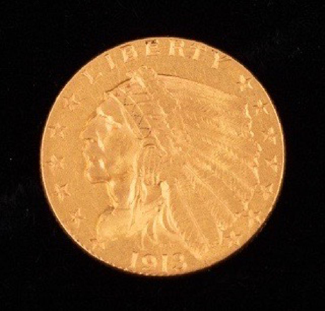1913 Indian Head $2.50 Gold Coin (1 of 3)