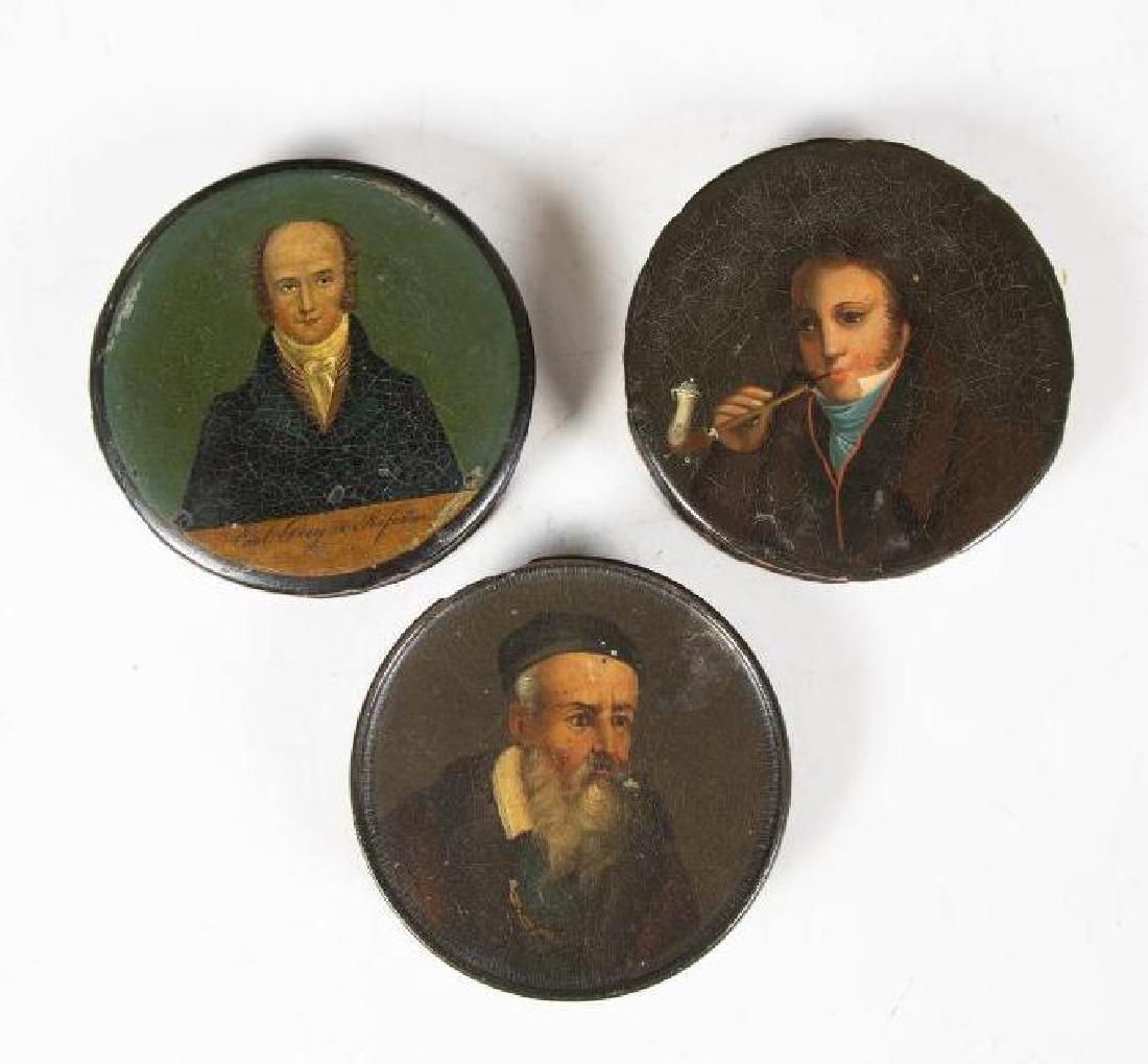 Three English Paper Mache Snuff Boxes, 19thc. (1 of 3)