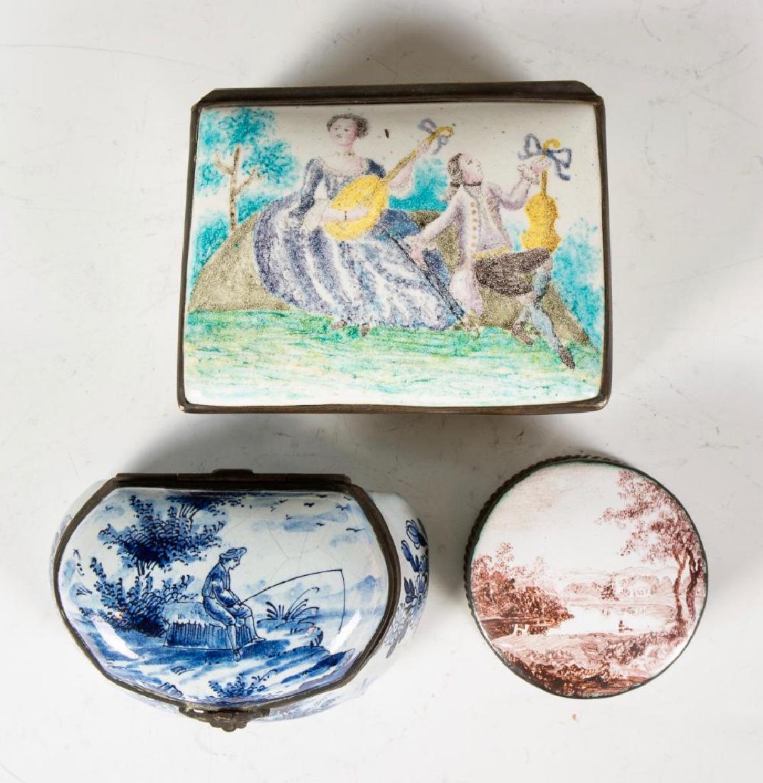 Three Continental Enamel Snuff Boxes, 18thc. (1 of 4)