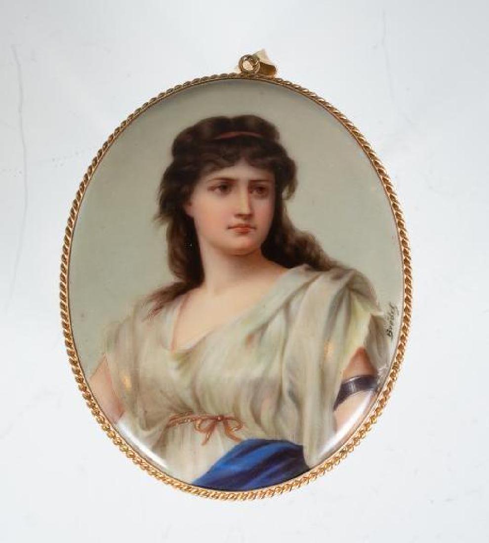 A German Hand Painted Porcelain Plaque, Medea (1 of 4)