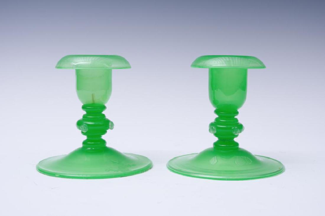 A Pair of Steuben Green Jade Candlesticks (1 of 14)