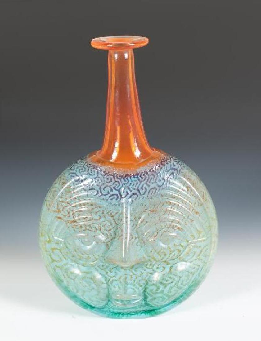 Kjell Engman (Swedish, 20th Century) for Kosta Boda: Rio Face Vase, circa 1980, Kosta Boda Blown glass with enamel, Kosta Boda label and engraved signature and serial number. 14 in.h. Very good condition.